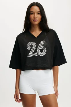 Active Mesh Cropped Graphic Tee