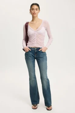 Alix Mesh Button Through Long Sleeve
