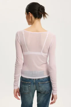 Alix Mesh Button Through Long Sleeve