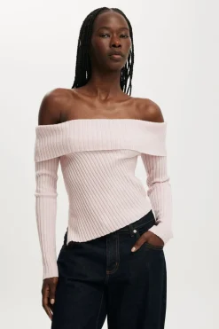 Asym Rib Off Shoulder Knit