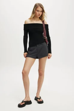 Asym Rib Off Shoulder Knit