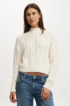 Boxy Mock Neck Knit Sweater