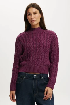 Boxy Mock Neck Knit Sweater