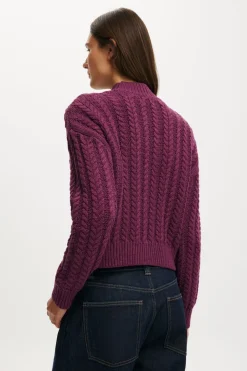 Boxy Mock Neck Knit Sweater
