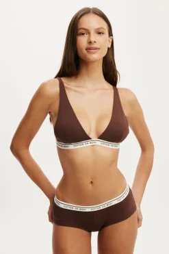Branded Cotton Plunge Triangle Bralette