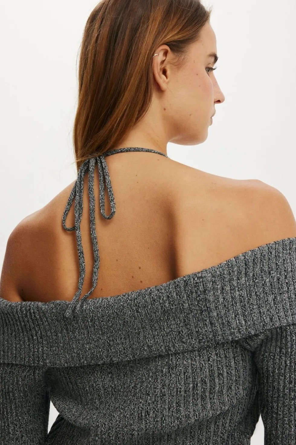 Button Down Off Shoulder Knit