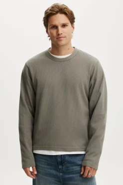 Cropped Fit Textured Long Sleeve