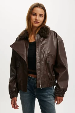 Darcy Faux Leather Bomber