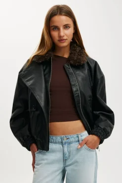 Darcy Faux Leather Bomber