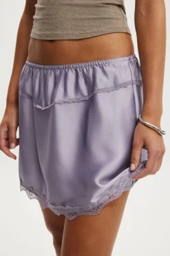 Estelle Satin Lace Slip Mini Skirt