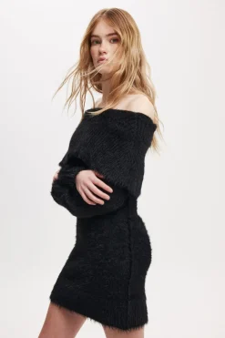 Faux Off Shoulder Sweater Dress