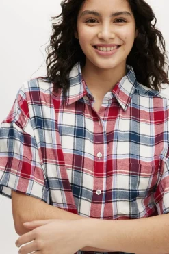 Flannel Boyfriend Short Sleeve Shirt