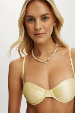 Gathered Thin Strap Balconette Bikini Top