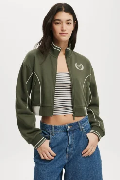 Graphic Cropped Zip Through