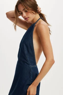 Halter Denim Mini Dress