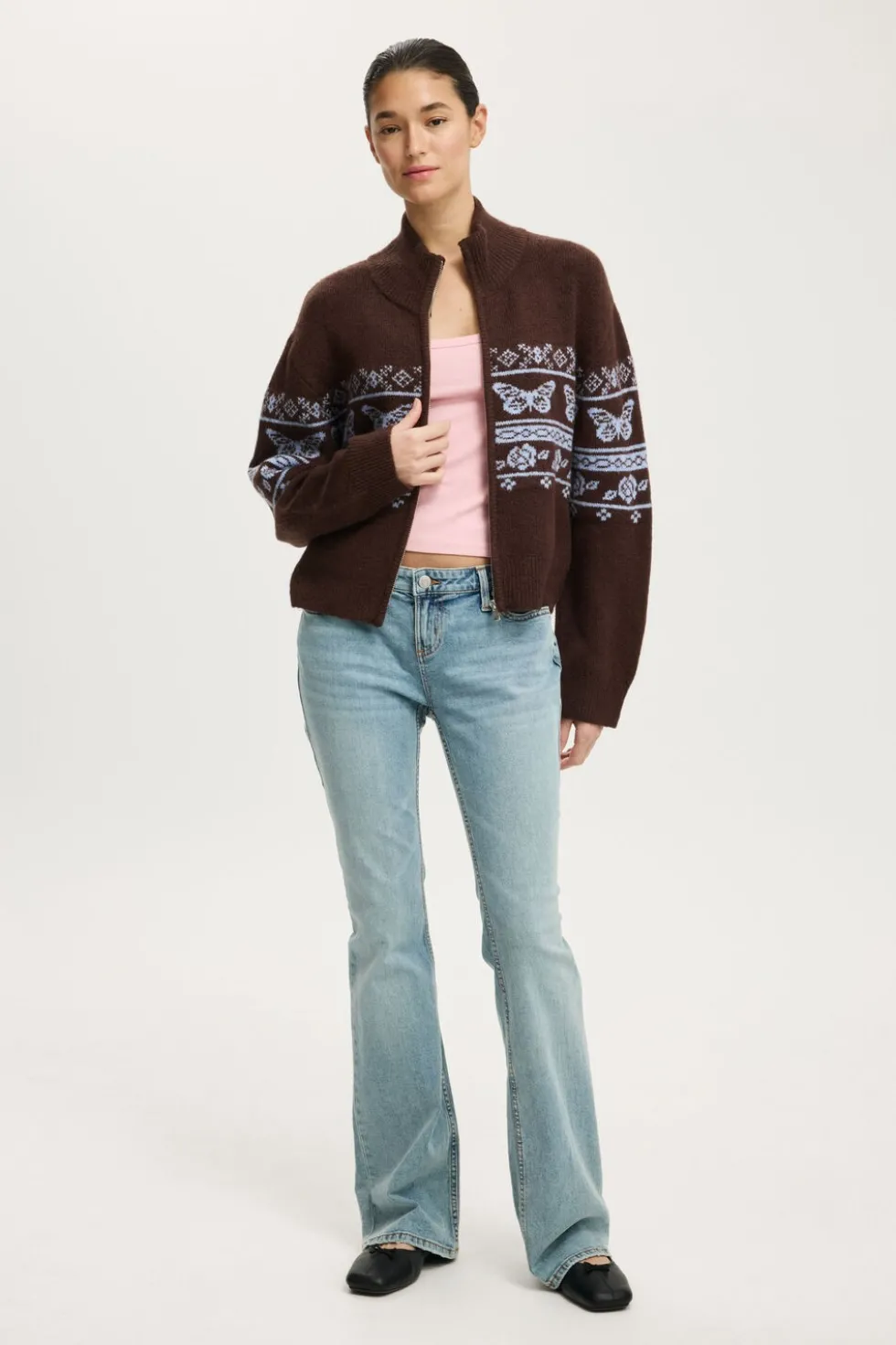 Intarsia Knit Bomber