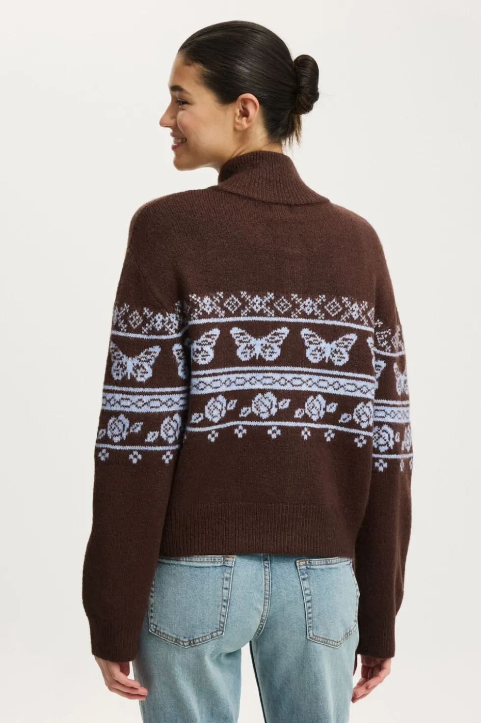Intarsia Knit Bomber