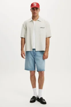 Loose Straight Denim Short