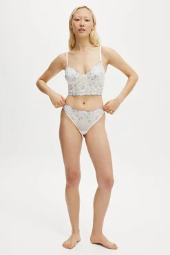 Margot Embroidered Mesh Longline Bralette