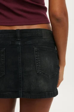 Micro Low Denim Skirt