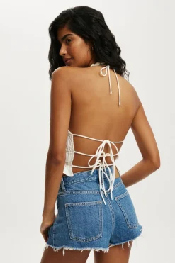 Multi Frill Detail Halter Top