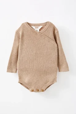 Organic Rib Knit Cross Over Tie Bubbysuit