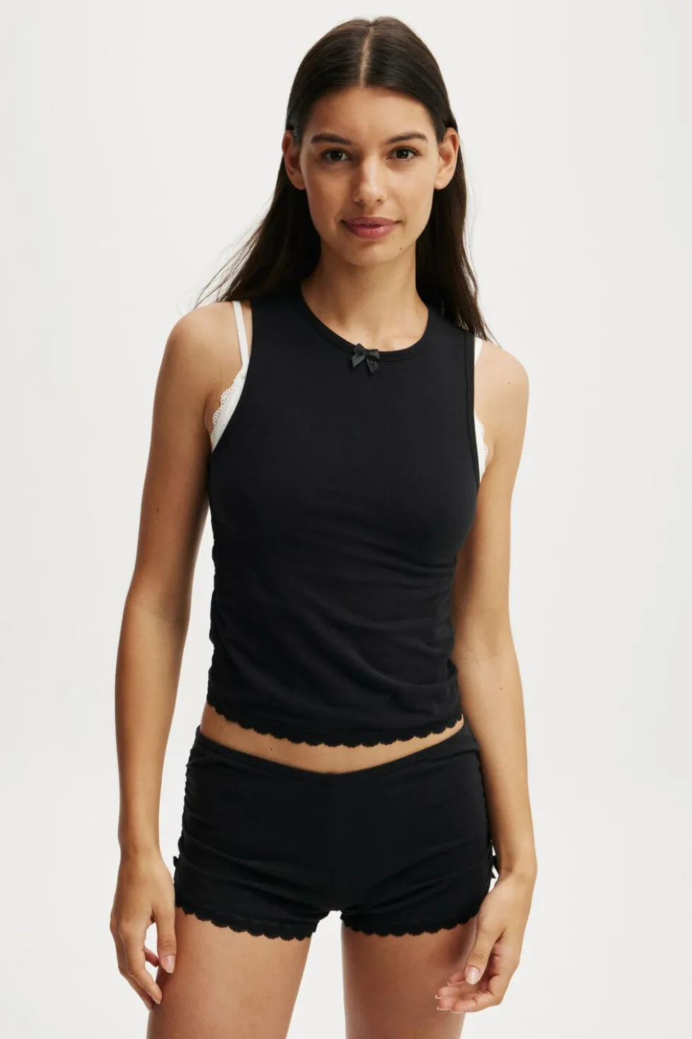 Peached Jersey Ruched Tank