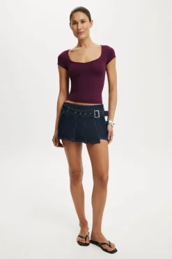 Pleated Micro Wrap Skirt