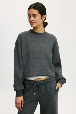 Plush Graphic Crew Sweatshirt