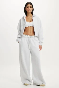 Plush Tie Waist Wide Leg Sweatpant