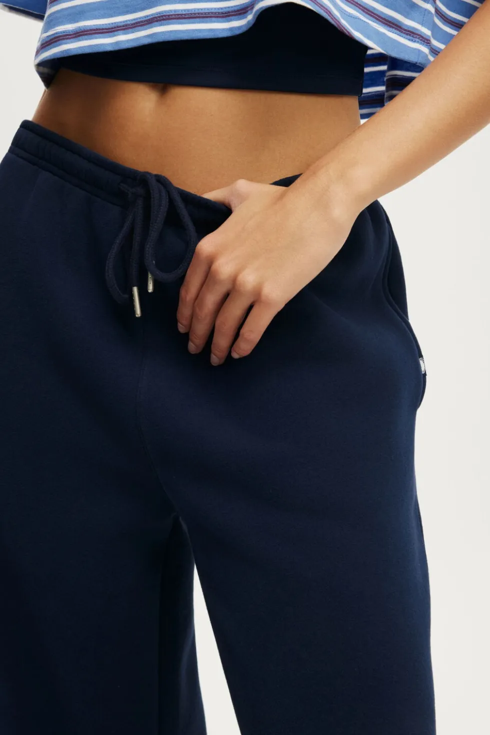 Plush Tie Waist Wide Leg Sweatpant
