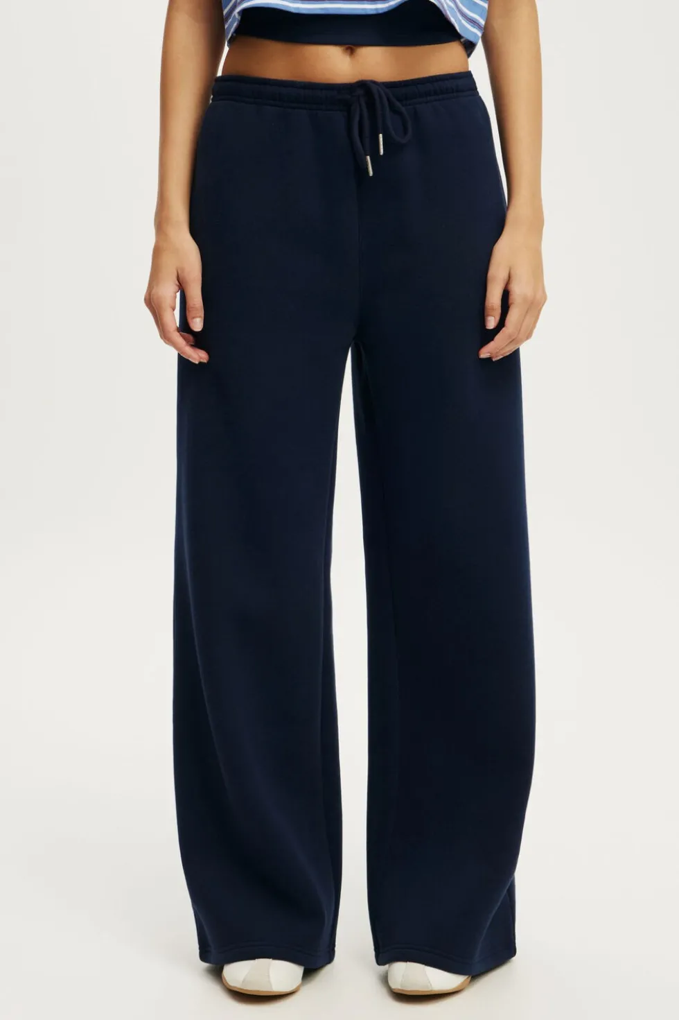 Plush Tie Waist Wide Leg Sweatpant
