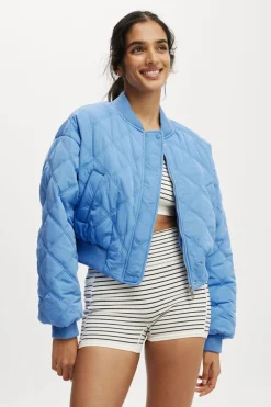 Quilted Rib Bomber Jacket