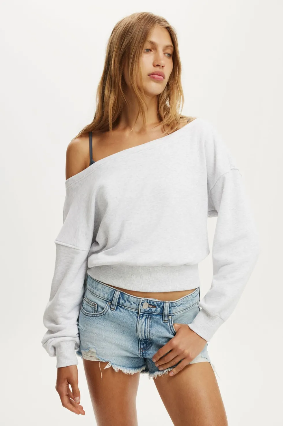 Relaxed Off Shoulder Sweatshirt