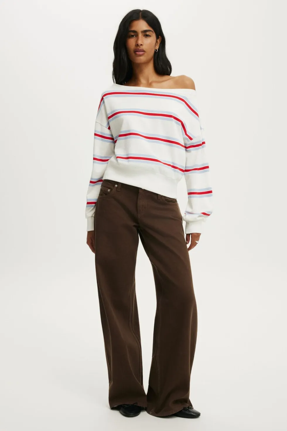 Relaxed Off Shoulder Sweatshirt