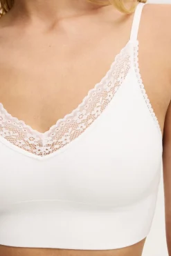 Seamless Longline Lace Trim Bralette