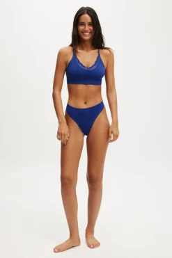 Seamless Longline Lace Trim Bralette