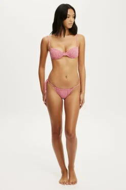 Side Tie Gathered Brazilian Bikini Bottom