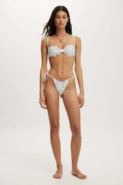 Side Tie Gathered Brazilian Bikini Bottom