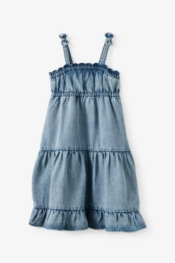 Sleeveless Denim Tiered Dress