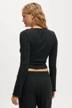 Super Soft Ribbed Wrap Top