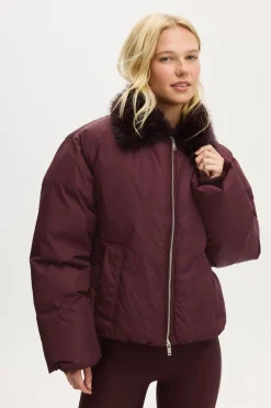 The Mother Puffer Faux Fur Collar Bomber