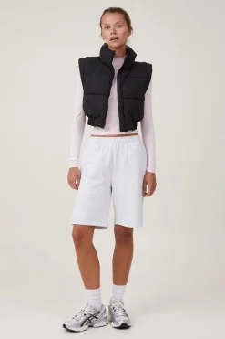 The Mother Puffer Panelled Crop Vest