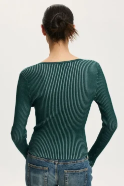 Two Tone Rib Keyhole Knit