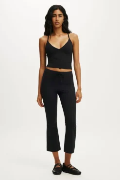 Ultra Soft Tie Front Cropped Kick Flare