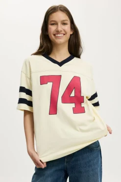 V Neck Oversized Graphic Tee