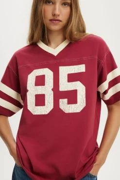 V Neck Oversized Graphic Tee