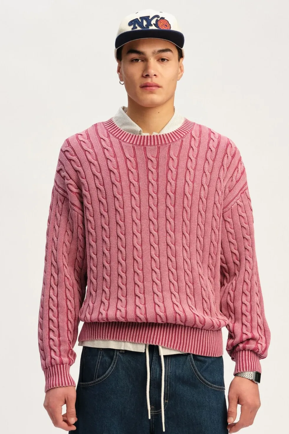Washed Box Fit Crew Knit