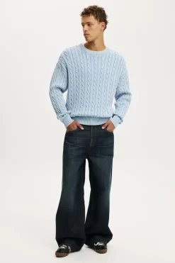 Washed Box Fit Crew Knit