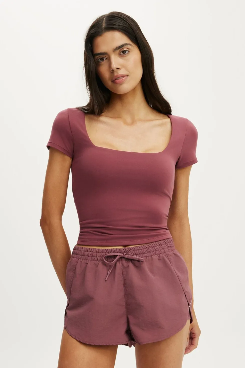 Woven Dolphin Hem Micro Short